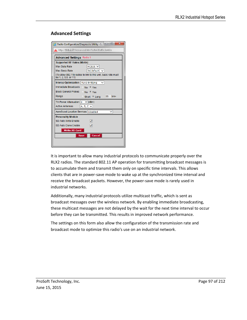 Advanced settings | ProSoft Technology RLX2-IHNF-WC User Manual | Page 97 / 212