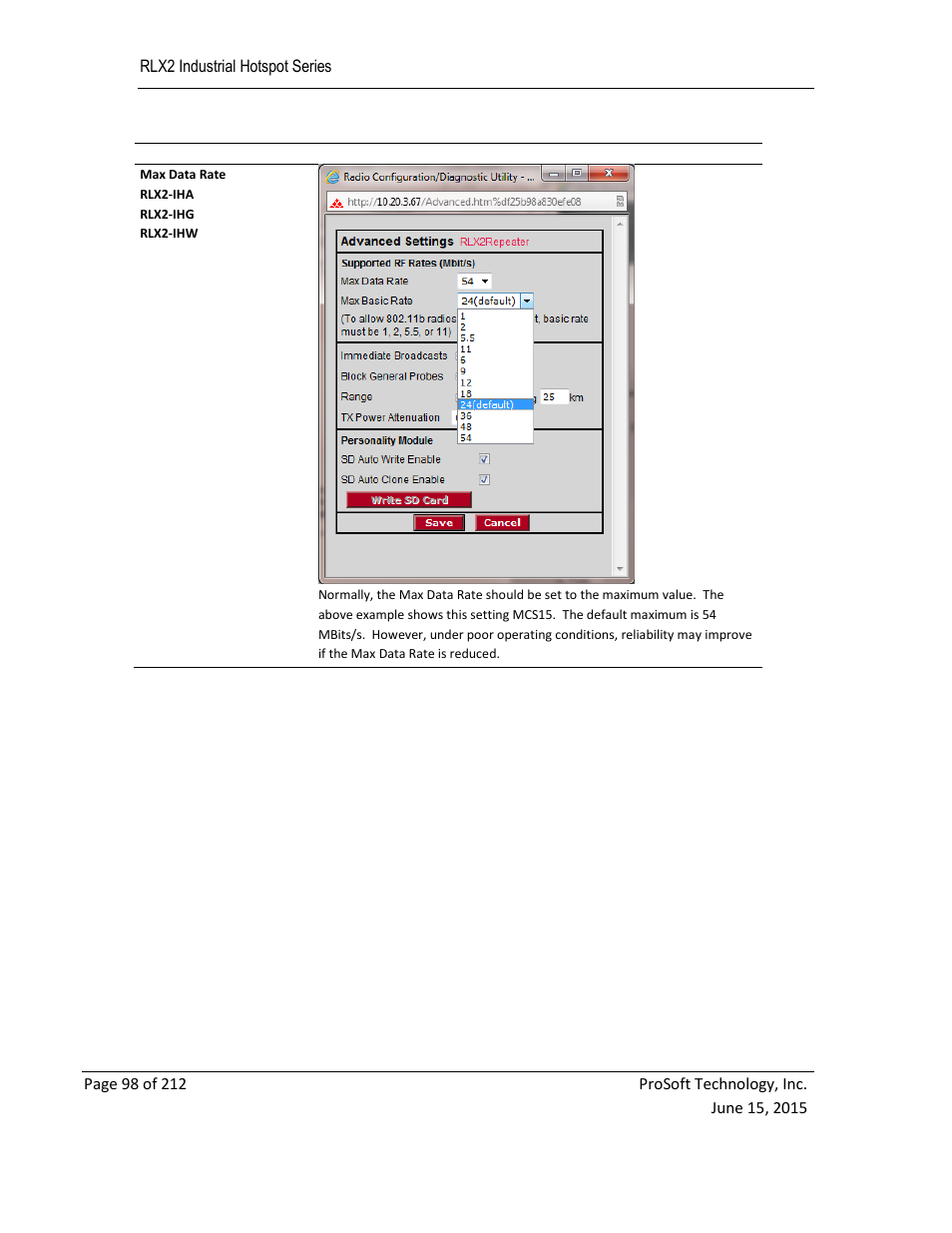 ProSoft Technology RLX2-IHNF-WC User Manual | Page 98 / 212