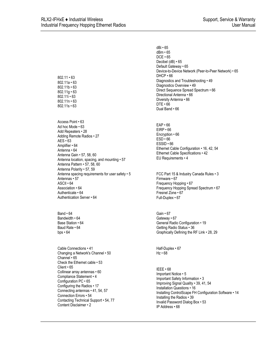 Index | ProSoft Technology RLX2-IFH9E User Manual | Page 79 / 81