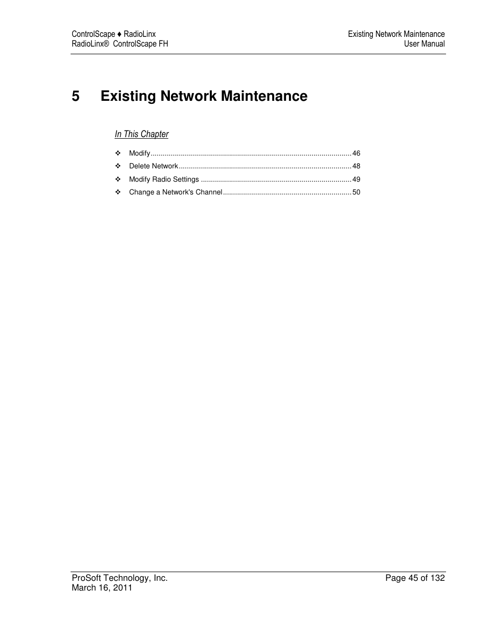 5existing network maintenance | ProSoft Technology RLX2-IFH9E User Manual | Page 45 / 132