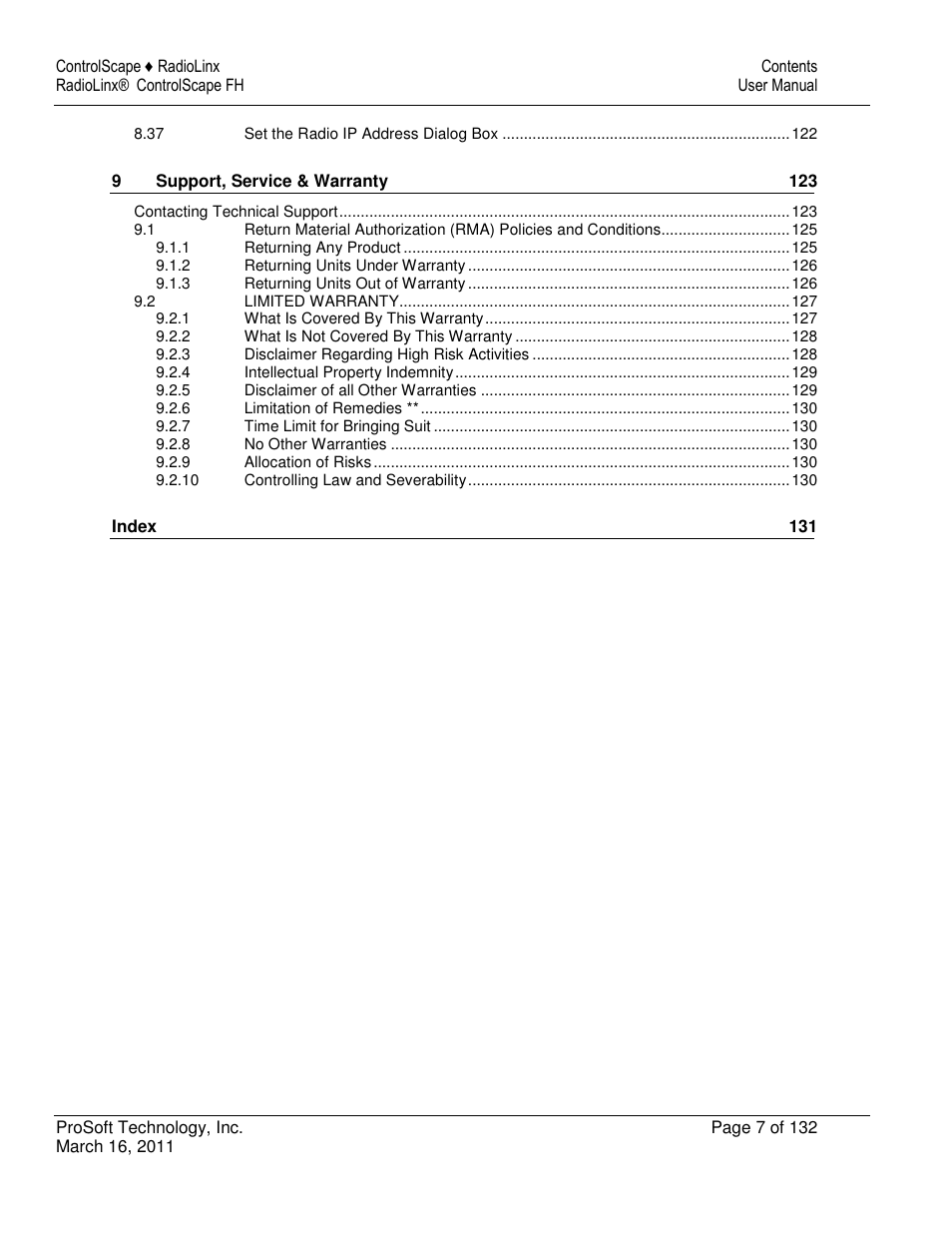 ProSoft Technology RLX2-IFH9E User Manual | Page 7 / 132