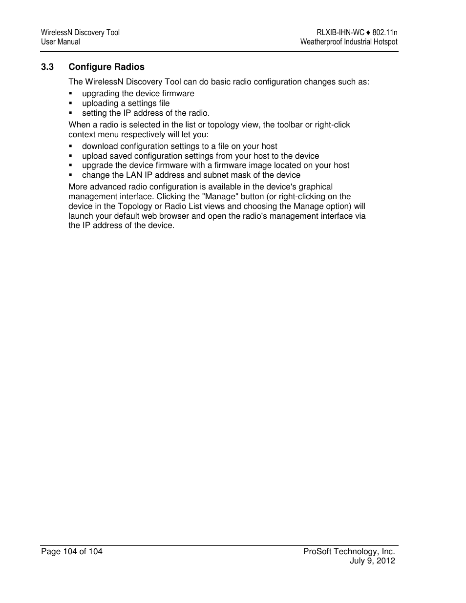 ProSoft Technology RLXIB-IHN-W-E User Manual | Page 104 / 167