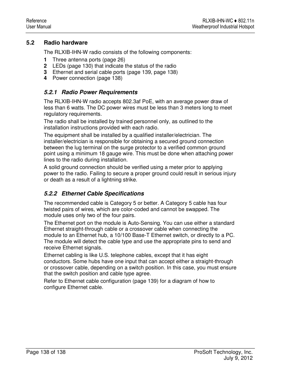 ProSoft Technology RLXIB-IHN-W-E User Manual | Page 138 / 167