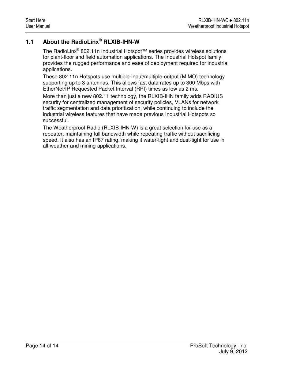 ProSoft Technology RLXIB-IHN-W-E User Manual | Page 14 / 167