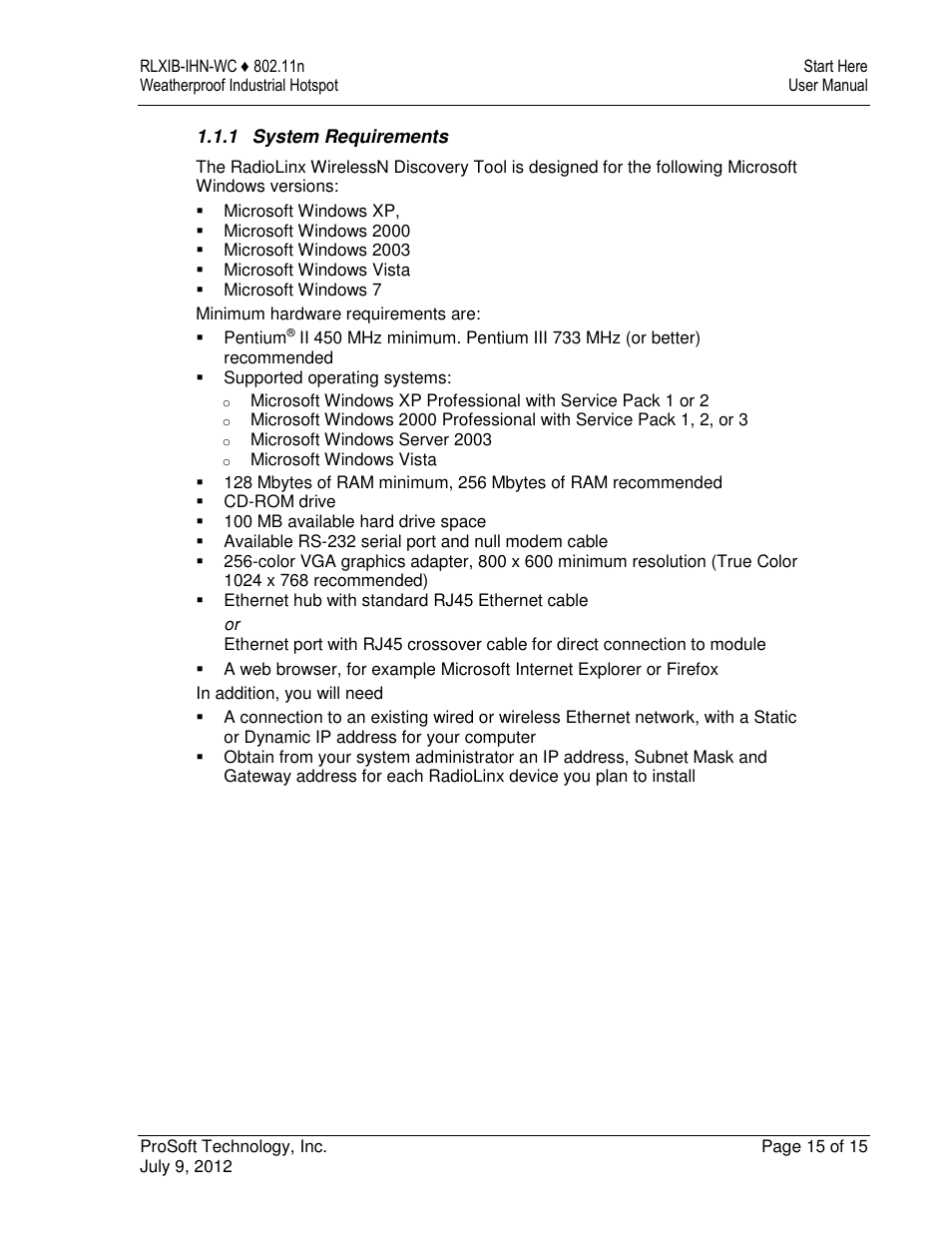 ProSoft Technology RLXIB-IHN-W-E User Manual | Page 15 / 167