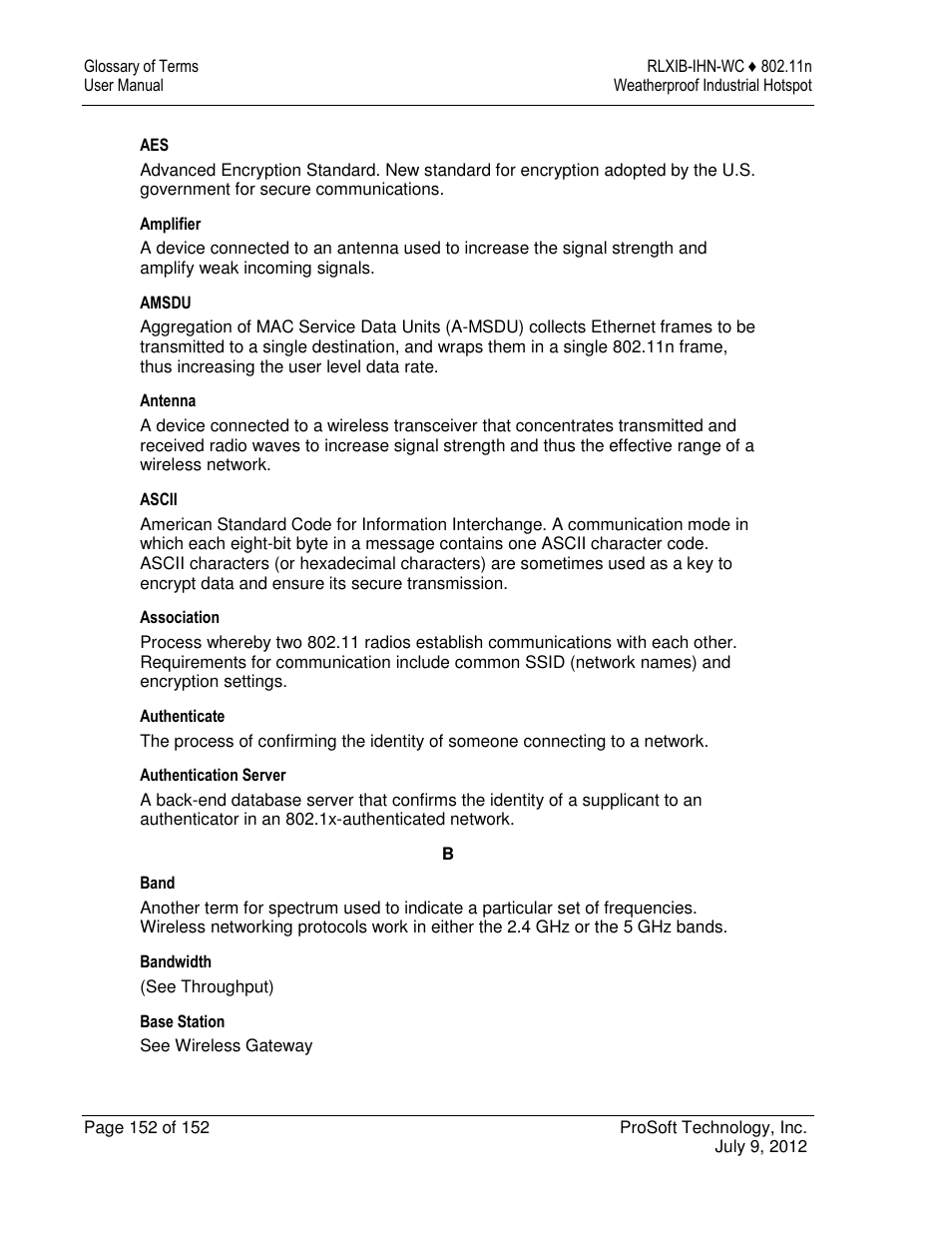 ProSoft Technology RLXIB-IHN-W-E User Manual | Page 152 / 167