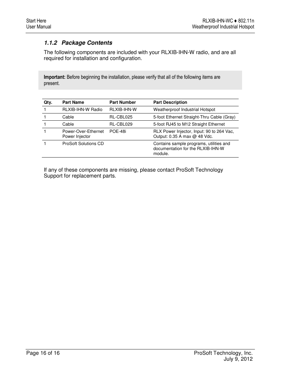 ProSoft Technology RLXIB-IHN-W-E User Manual | Page 16 / 167