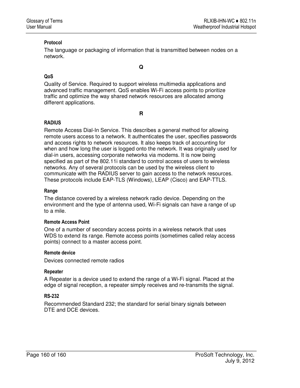 ProSoft Technology RLXIB-IHN-W-E User Manual | Page 160 / 167