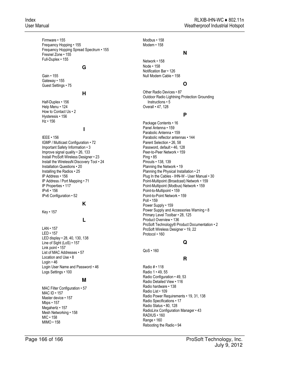 ProSoft Technology RLXIB-IHN-W-E User Manual | Page 166 / 167