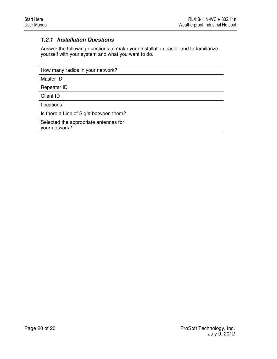 ProSoft Technology RLXIB-IHN-W-E User Manual | Page 20 / 167