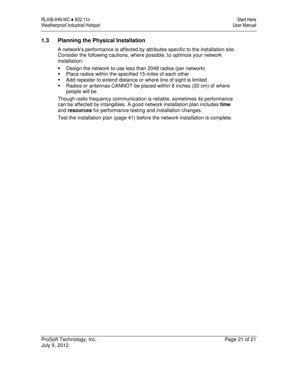 ProSoft Technology RLXIB-IHN-W-E User Manual | Page 21 / 167