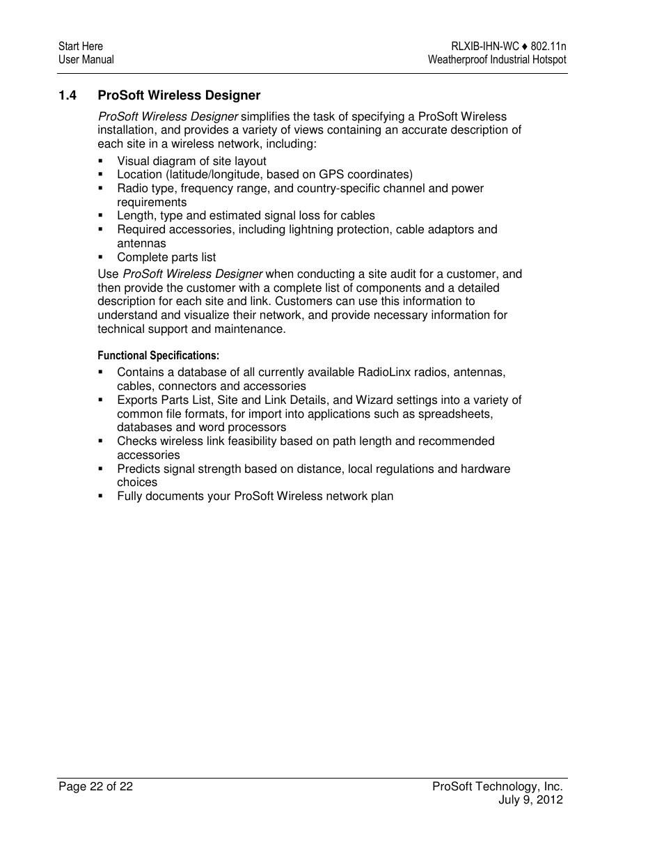 ProSoft Technology RLXIB-IHN-W-E User Manual | Page 22 / 167