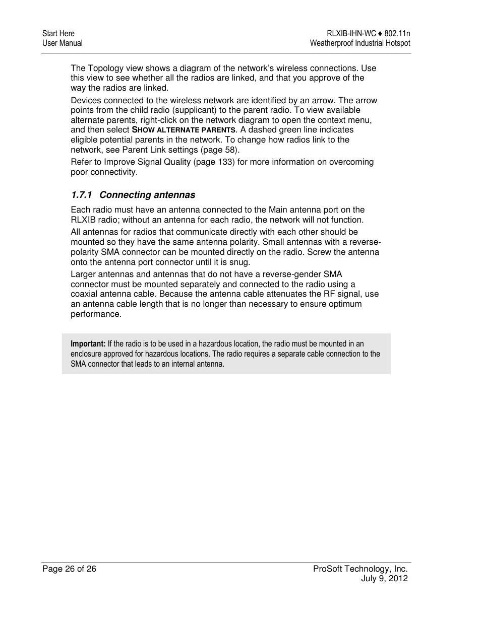 ProSoft Technology RLXIB-IHN-W-E User Manual | Page 26 / 167