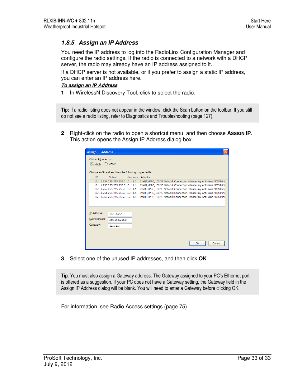 ProSoft Technology RLXIB-IHN-W-E User Manual | Page 33 / 167