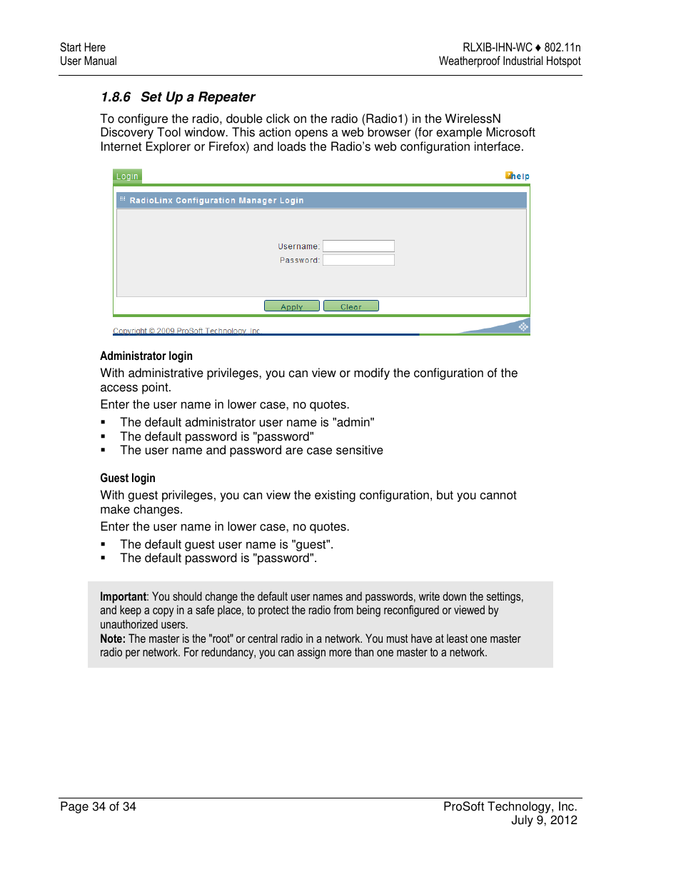ProSoft Technology RLXIB-IHN-W-E User Manual | Page 34 / 167
