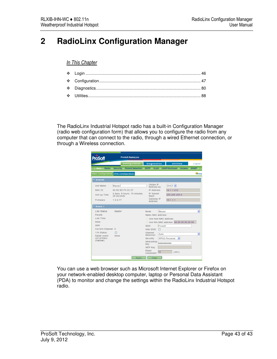 2radiolinx configuration manager | ProSoft Technology RLXIB-IHN-W-E User Manual | Page 43 / 167