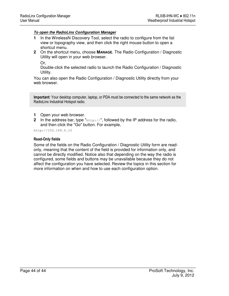 ProSoft Technology RLXIB-IHN-W-E User Manual | Page 44 / 167