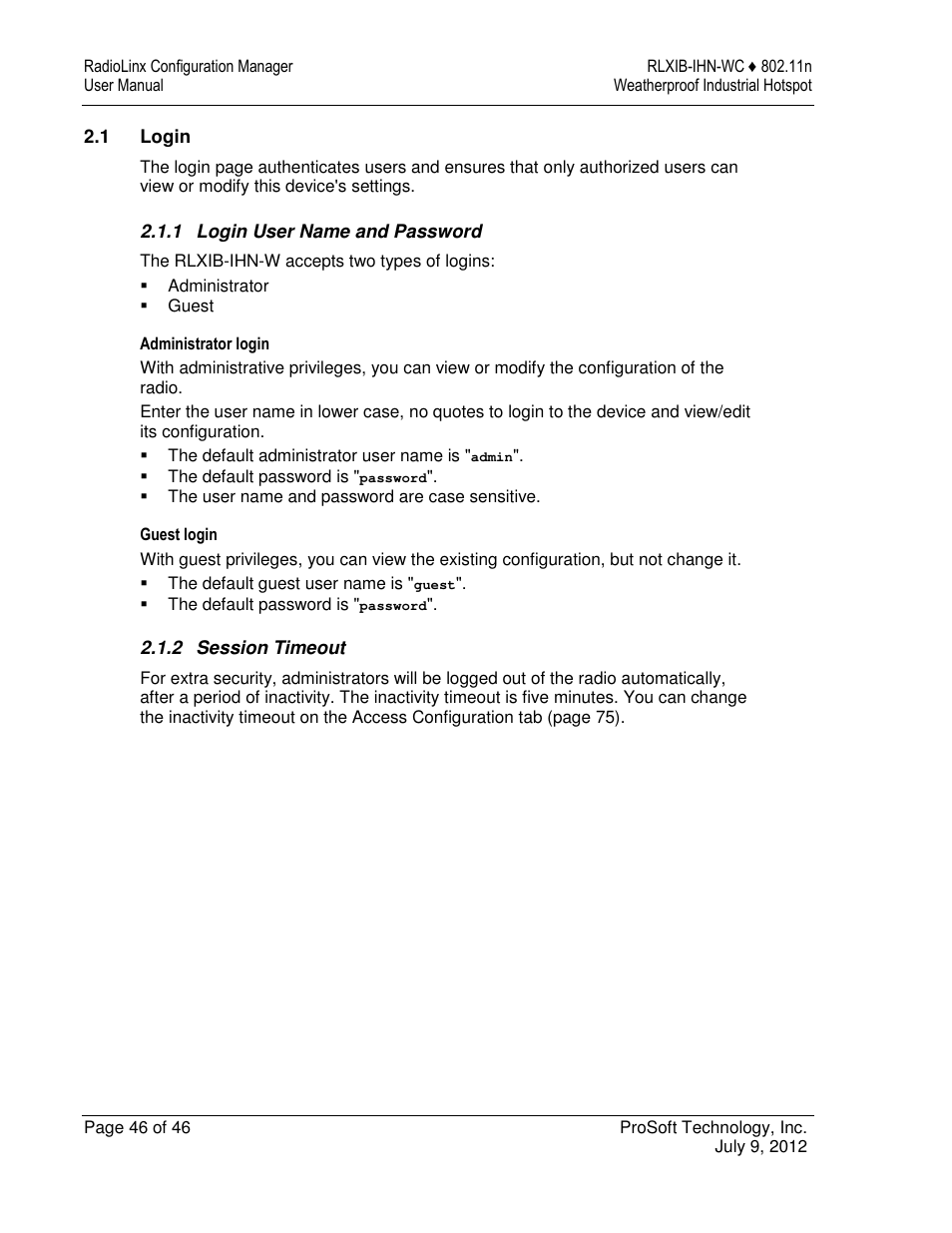 ProSoft Technology RLXIB-IHN-W-E User Manual | Page 46 / 167