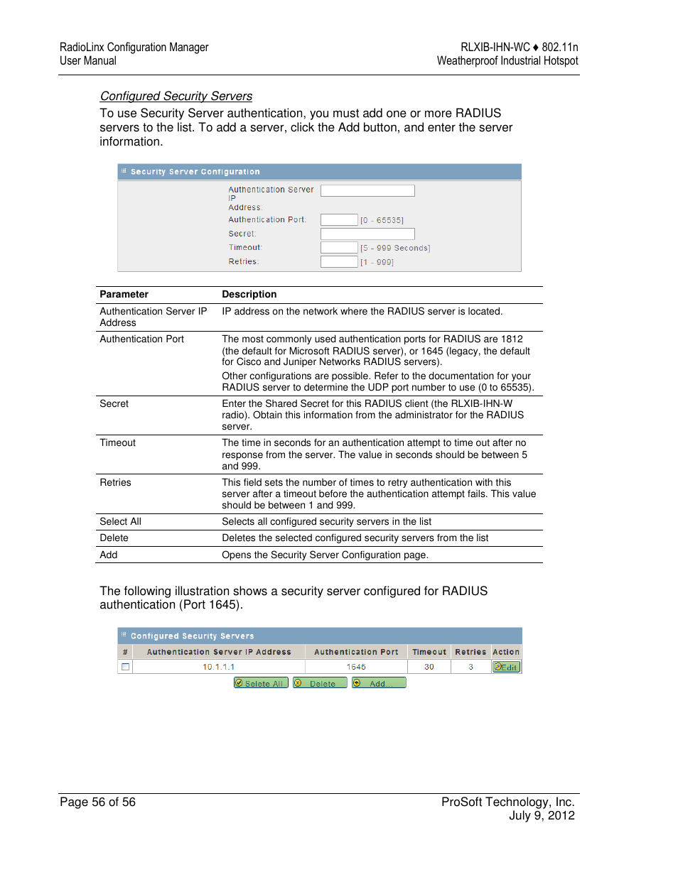 ProSoft Technology RLXIB-IHN-W-E User Manual | Page 56 / 167