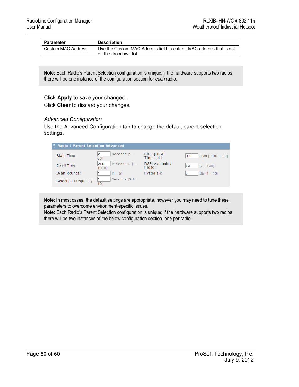 ProSoft Technology RLXIB-IHN-W-E User Manual | Page 60 / 167