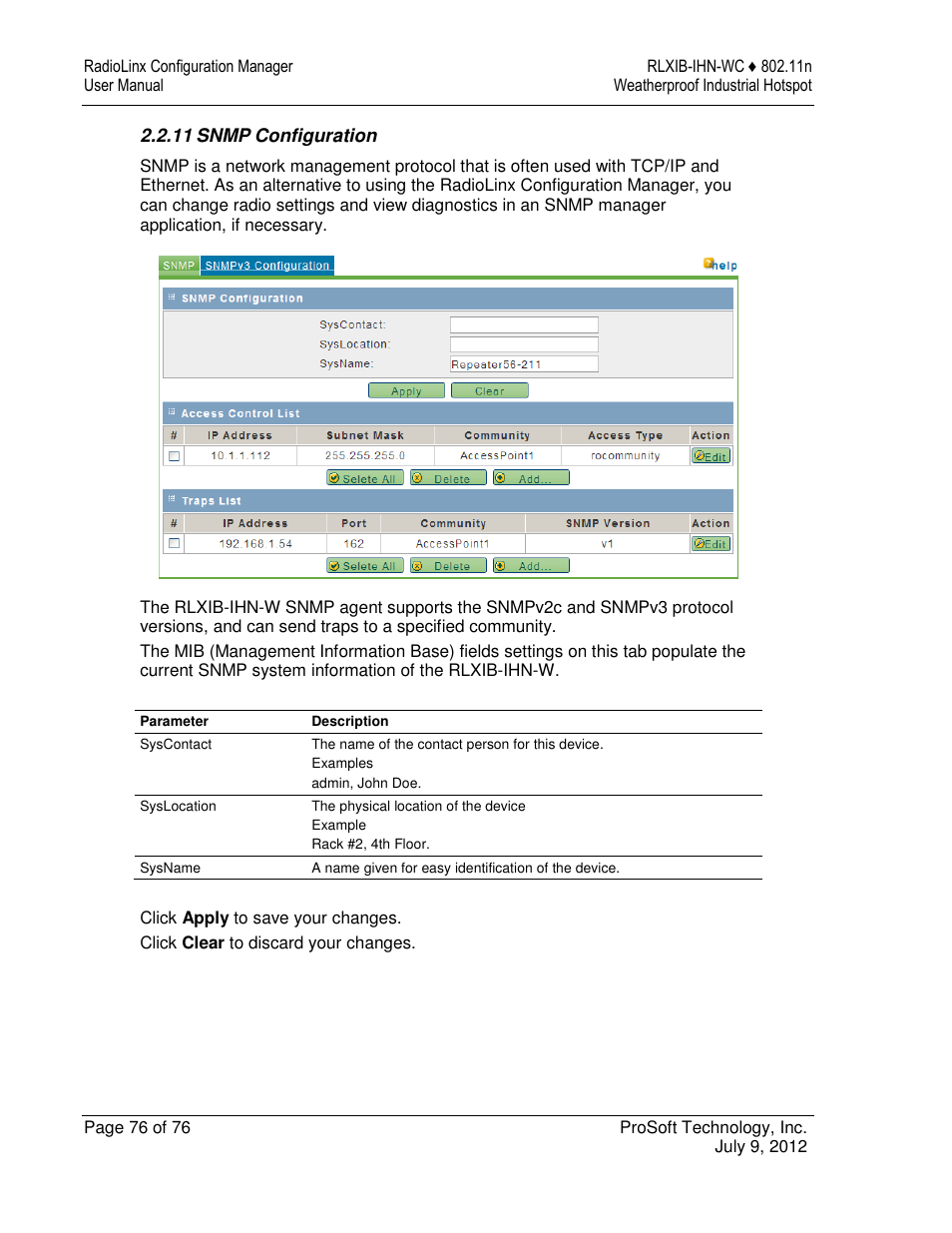 ProSoft Technology RLXIB-IHN-W-E User Manual | Page 76 / 167