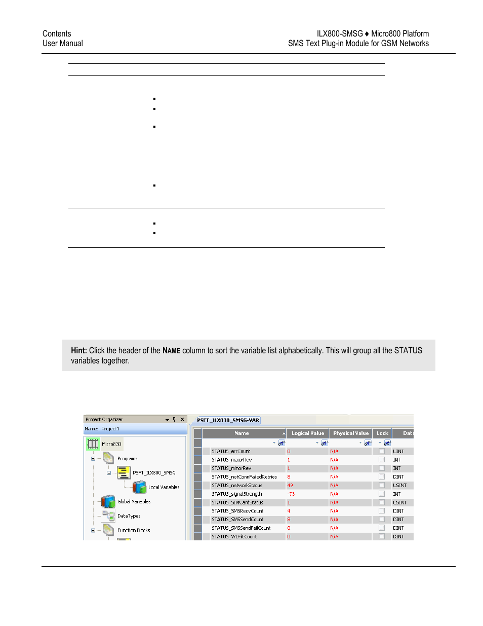 Status data | ProSoft Technology ILX800-SMSG User Manual | Page 32 / 41