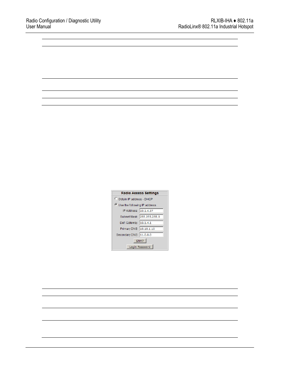 Radio access settings | ProSoft Technology RLXIB-IHA-A User Manual | Page 62 / 123