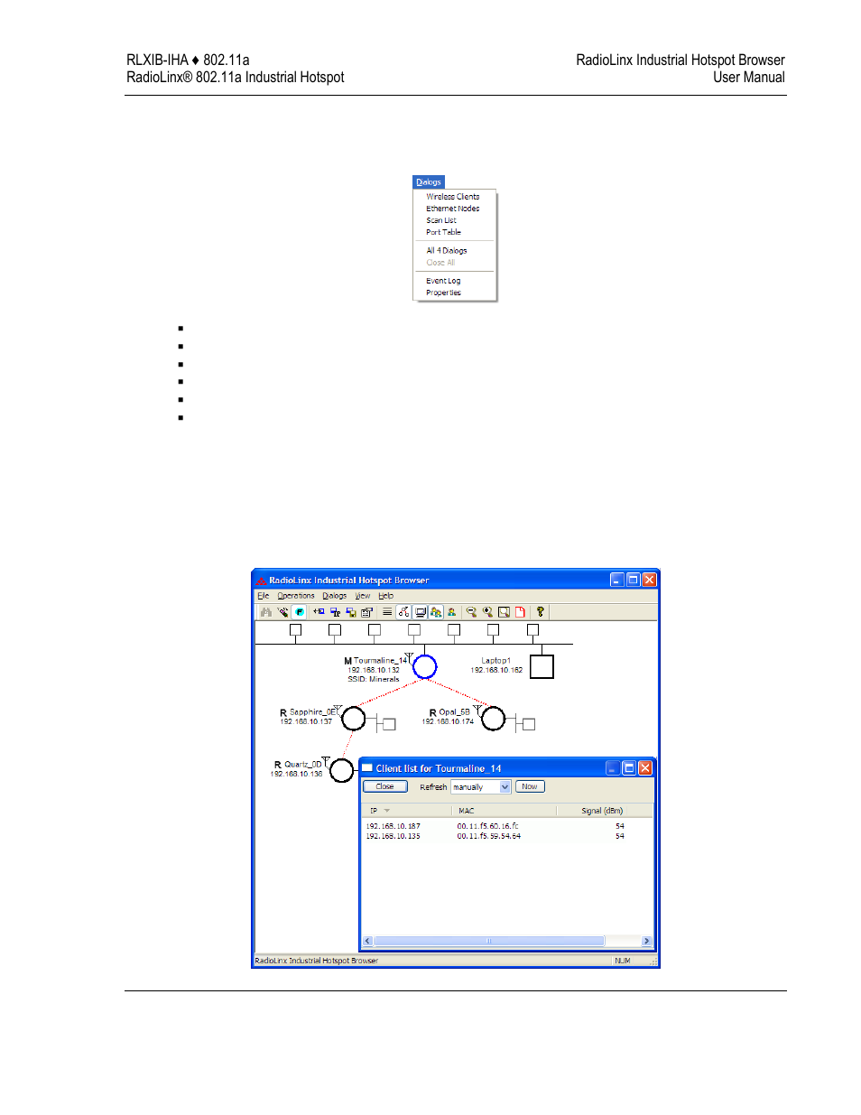 Dialogs menu, E 75) | ProSoft Technology RLXIB-IHA-A User Manual | Page 75 / 123