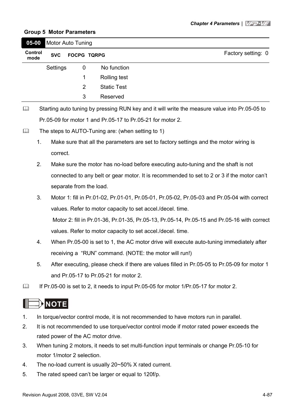 Delta Electronics AC Motor Drive VFD-VE Series User Manual | Page 136 / 291