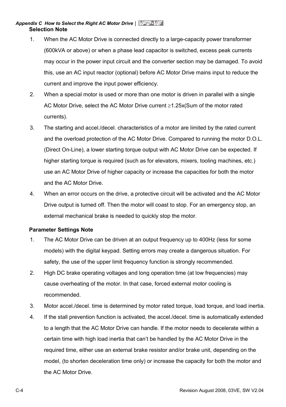 Delta Electronics AC Motor Drive VFD-VE Series User Manual | Page 287 / 291
