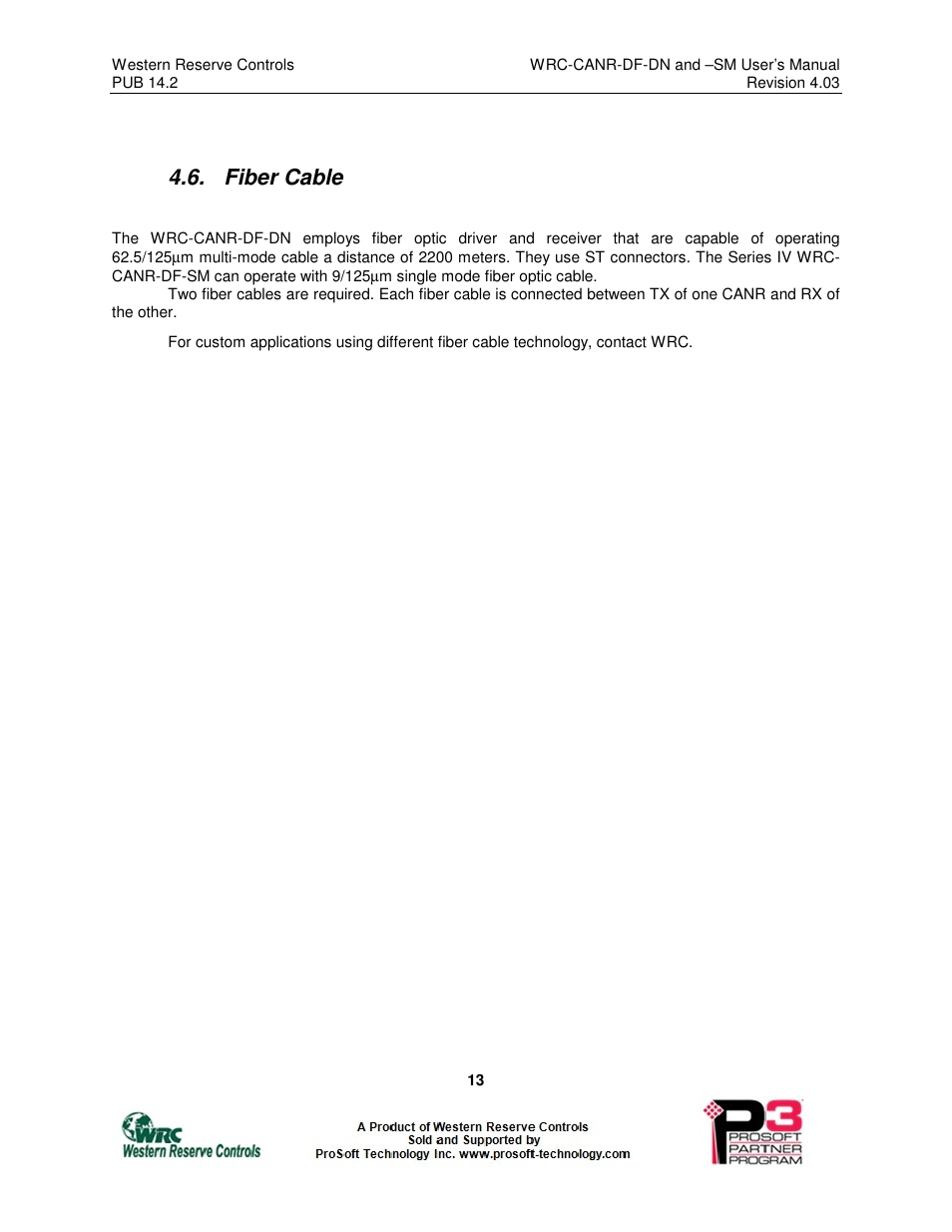 Fiber cable | ProSoft Technology WRC-CANR-DF User Manual | Page 17 / 26