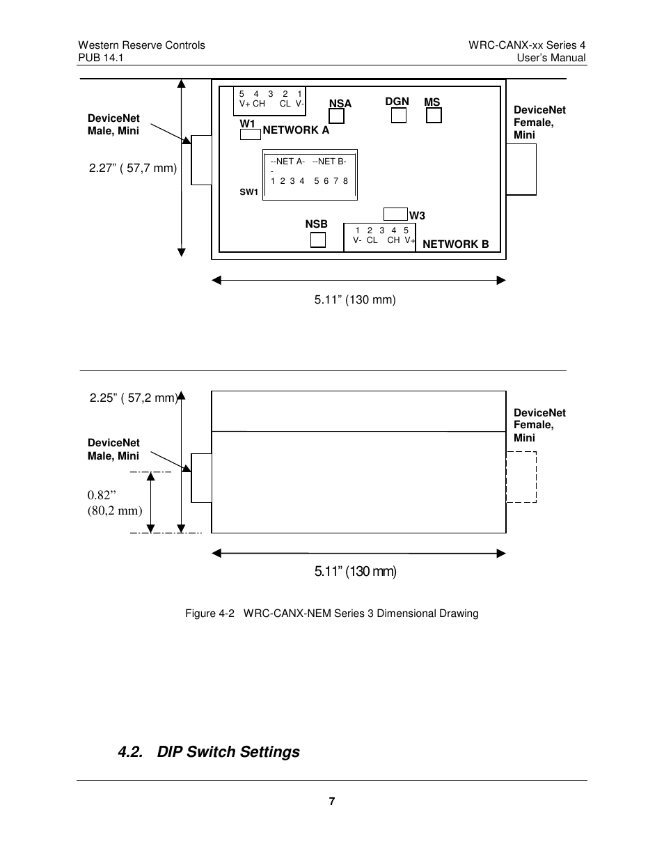 Dip switch settings | ProSoft Technology WRC-CANX User Manual | Page 11 / 33