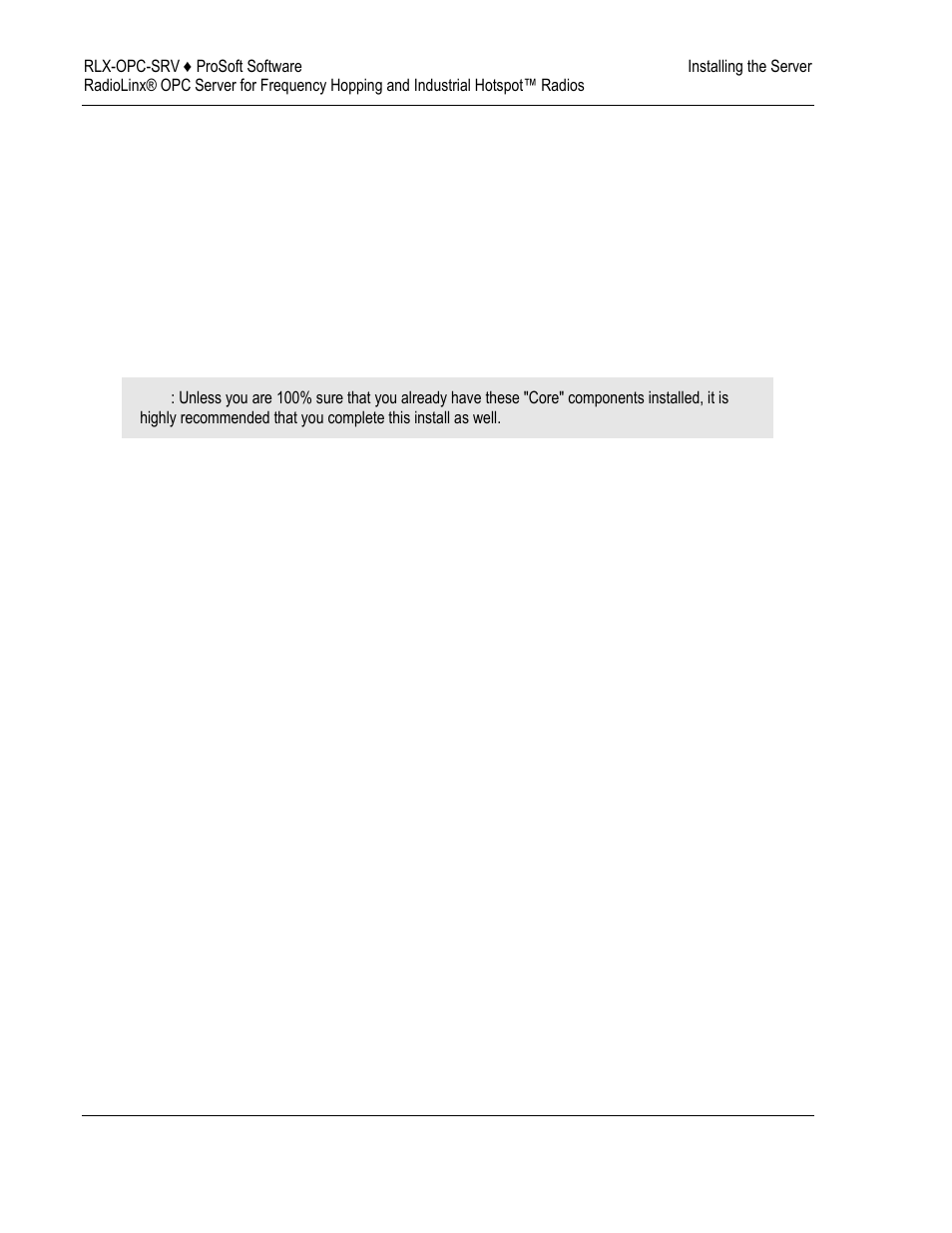 Installation process, Installation, Process | ProSoft Technology RLX-OPC-SRV User Manual | Page 18 / 108