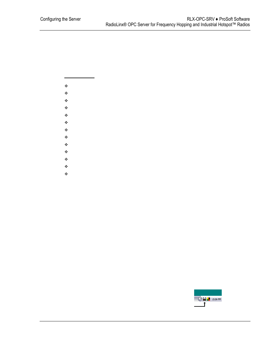 Configuring the server, Opening the configuration tool, 3configuring the server | ProSoft Technology RLX-OPC-SRV User Manual | Page 19 / 108