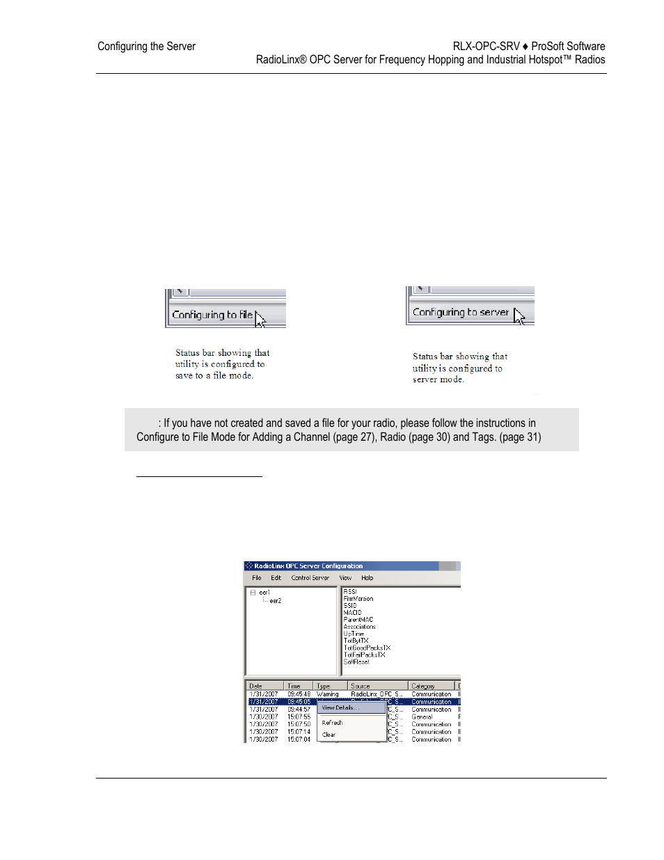 Creating a configuration, Configure to server mode, Local server procedure | ProSoft Technology RLX-OPC-SRV User Manual | Page 21 / 108