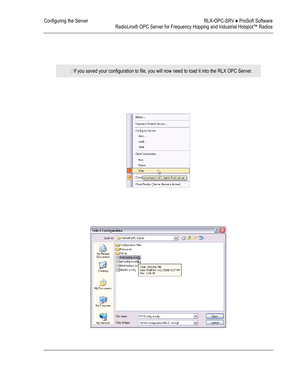 Loading your configuration, Loading, Your | Configuration | ProSoft Technology RLX-OPC-SRV User Manual | Page 25 / 108