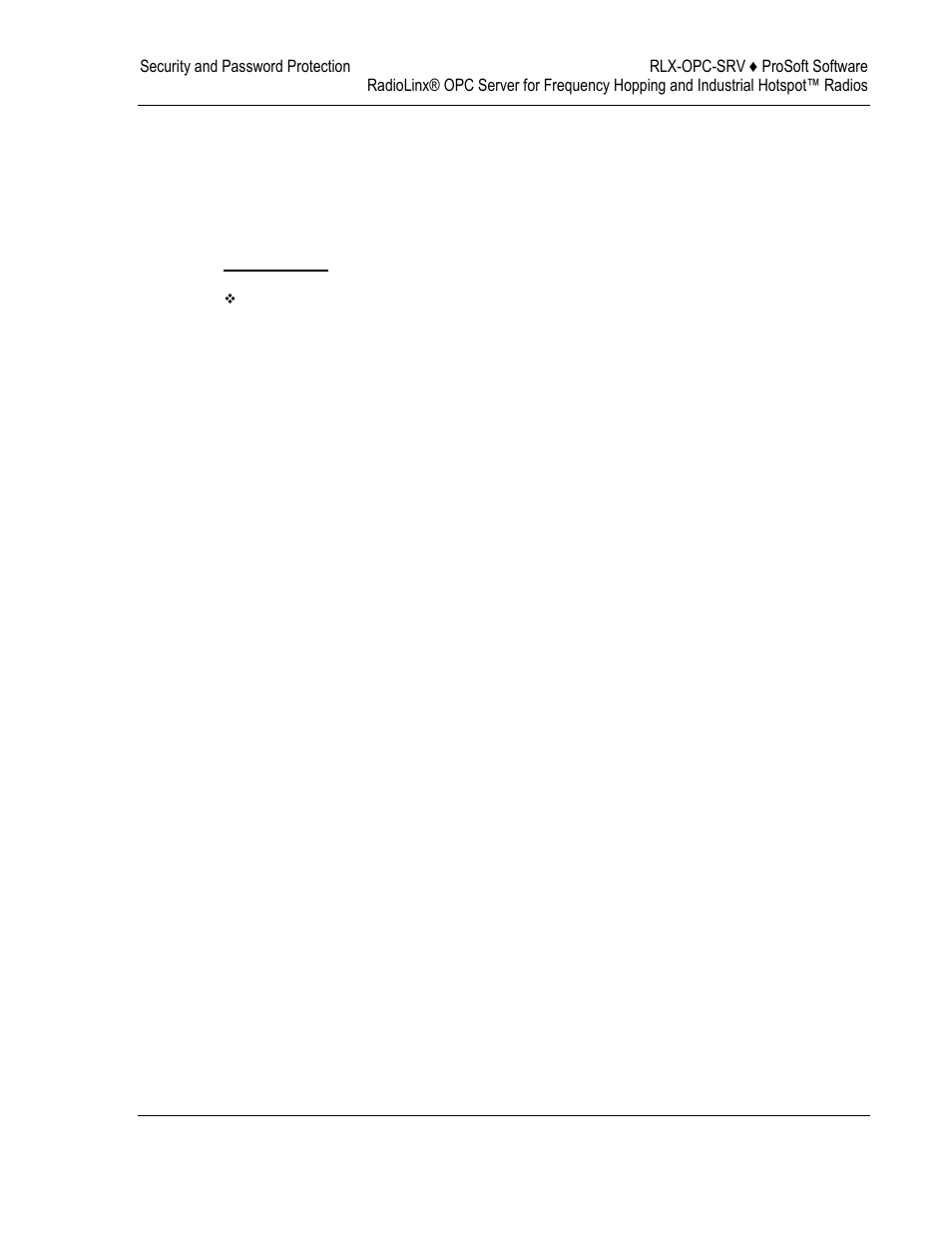 Security and password protection, Password protection for the server, Password protecting the server | Removing server protection password, 4security and password protection | ProSoft Technology RLX-OPC-SRV User Manual | Page 35 / 108