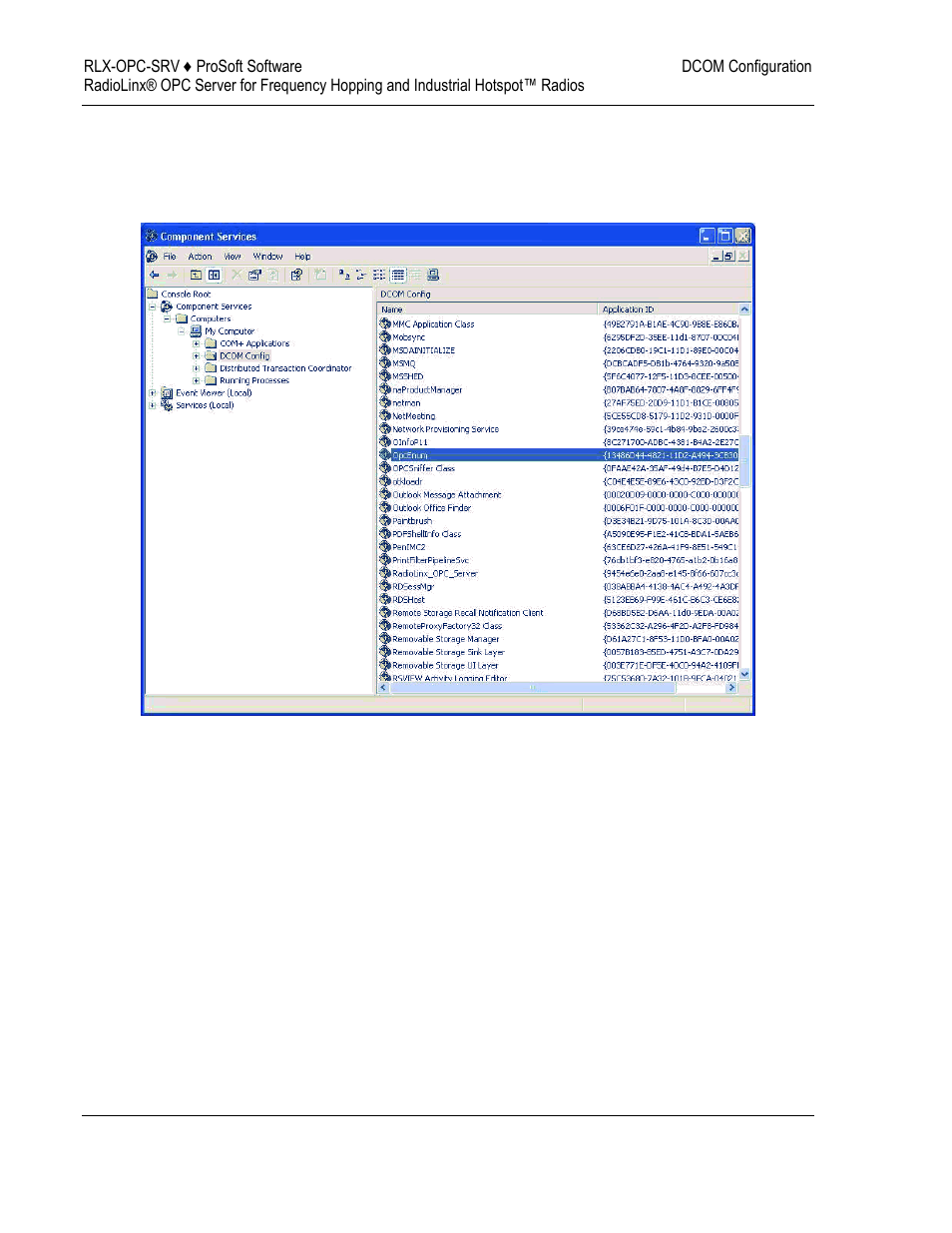 Component services, Component, Services | ProSoft Technology RLX-OPC-SRV User Manual | Page 44 / 108