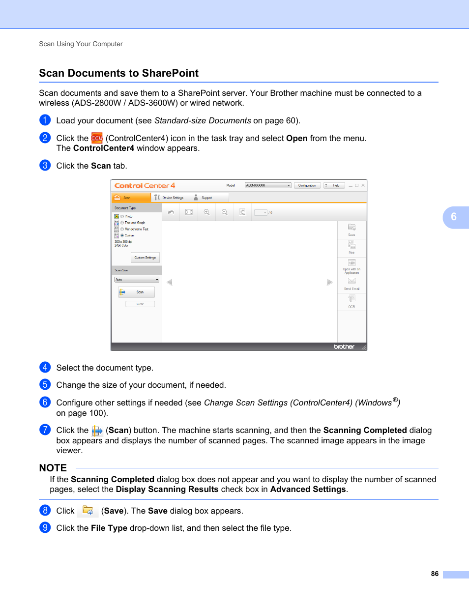 Scan documents to sharepoint | Brother ADS-2400N User Manual | Page 102 / 319