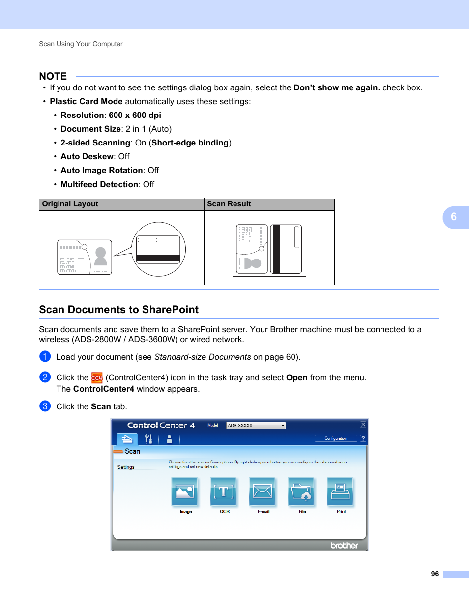 Scan documents to sharepoint | Brother ADS-2400N User Manual | Page 112 / 319