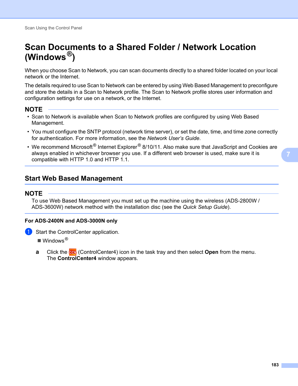 Start web based management | Brother ADS-2400N User Manual | Page 199 / 319