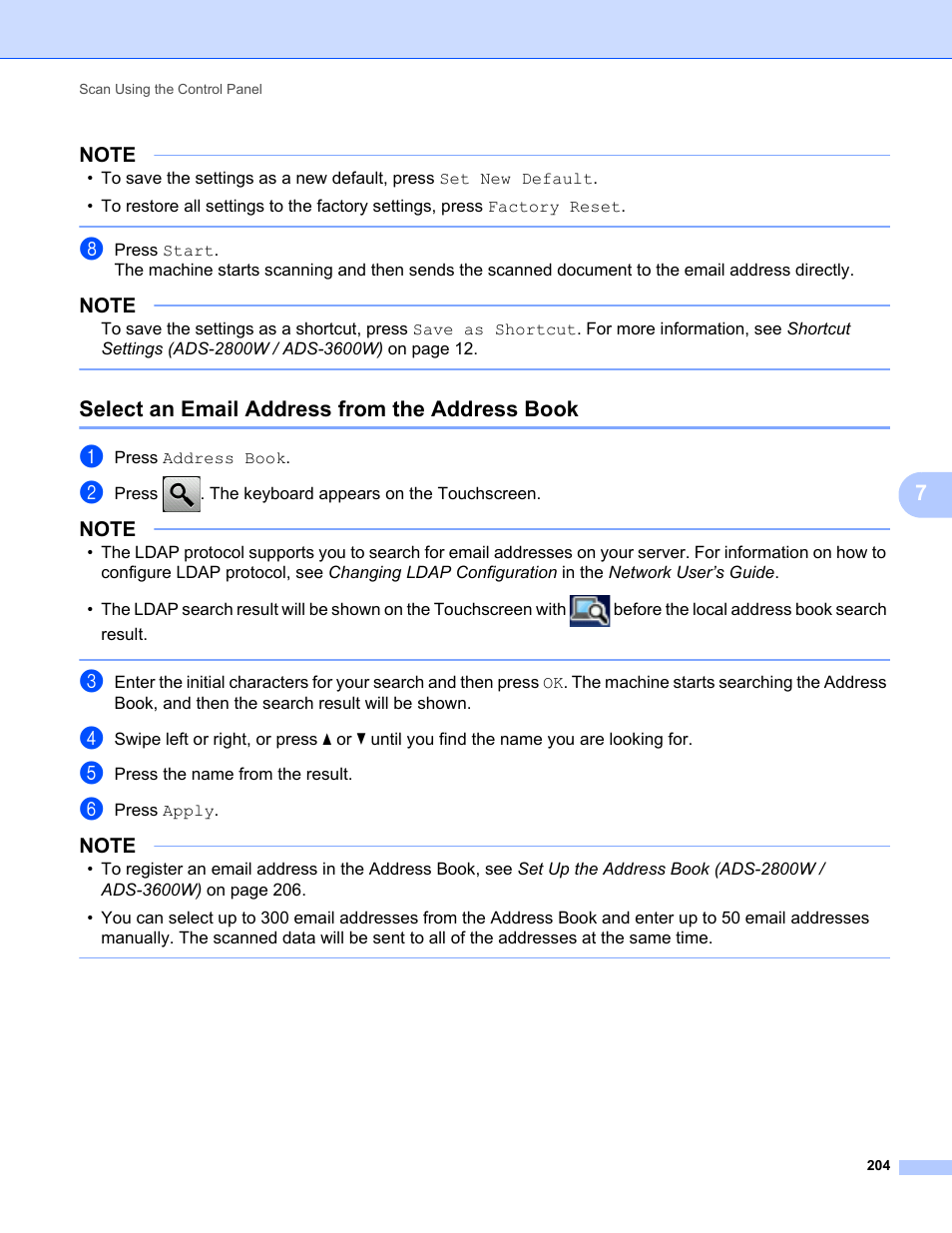 Select an email address from the address book, To 8 | Brother ADS-2400N User Manual | Page 220 / 319