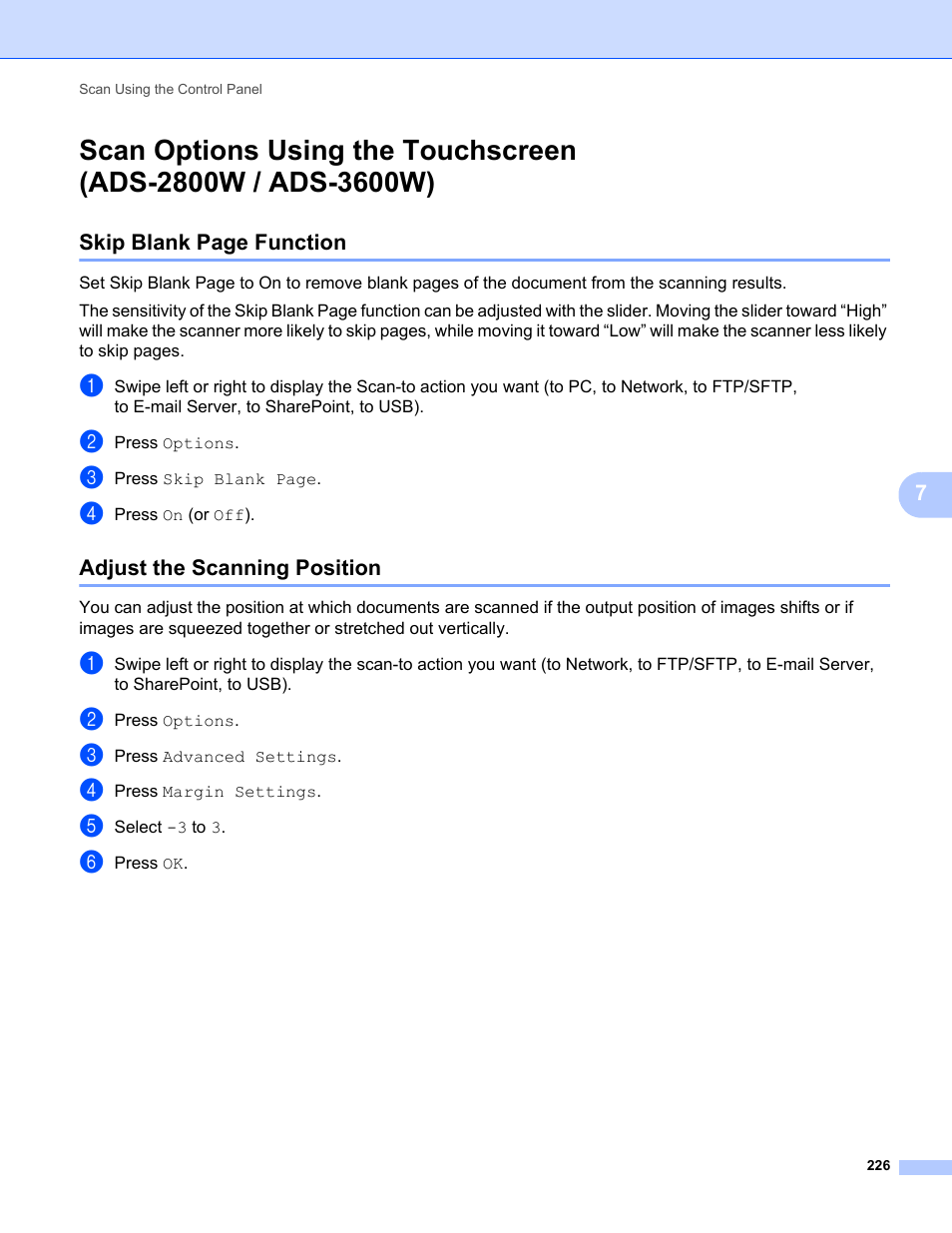 Adjust the scanning position | Brother ADS-2400N User Manual | Page 242 / 319