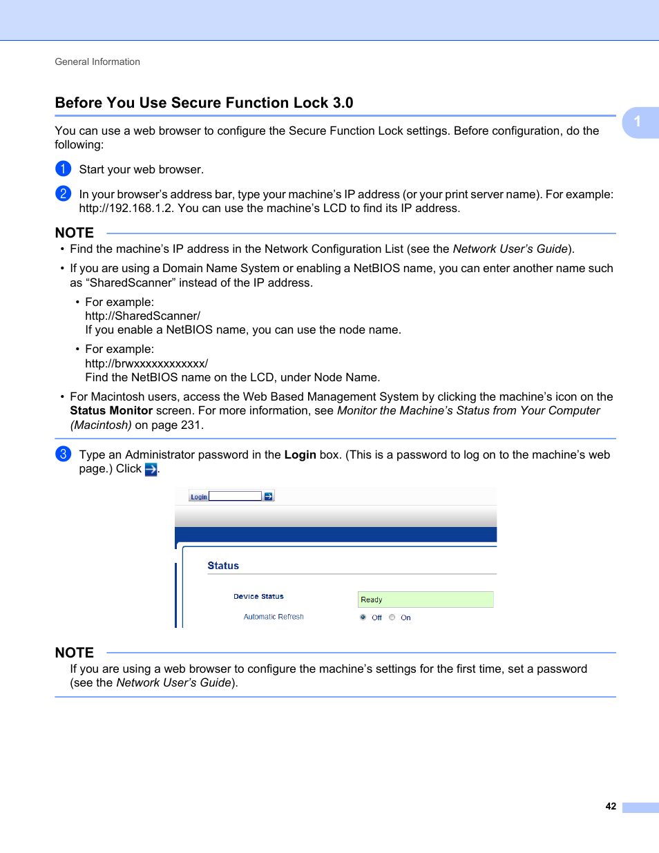 Before you use secure function lock 3.0, 1before you use secure function lock 3.0 | Brother ADS-2400N User Manual | Page 58 / 319