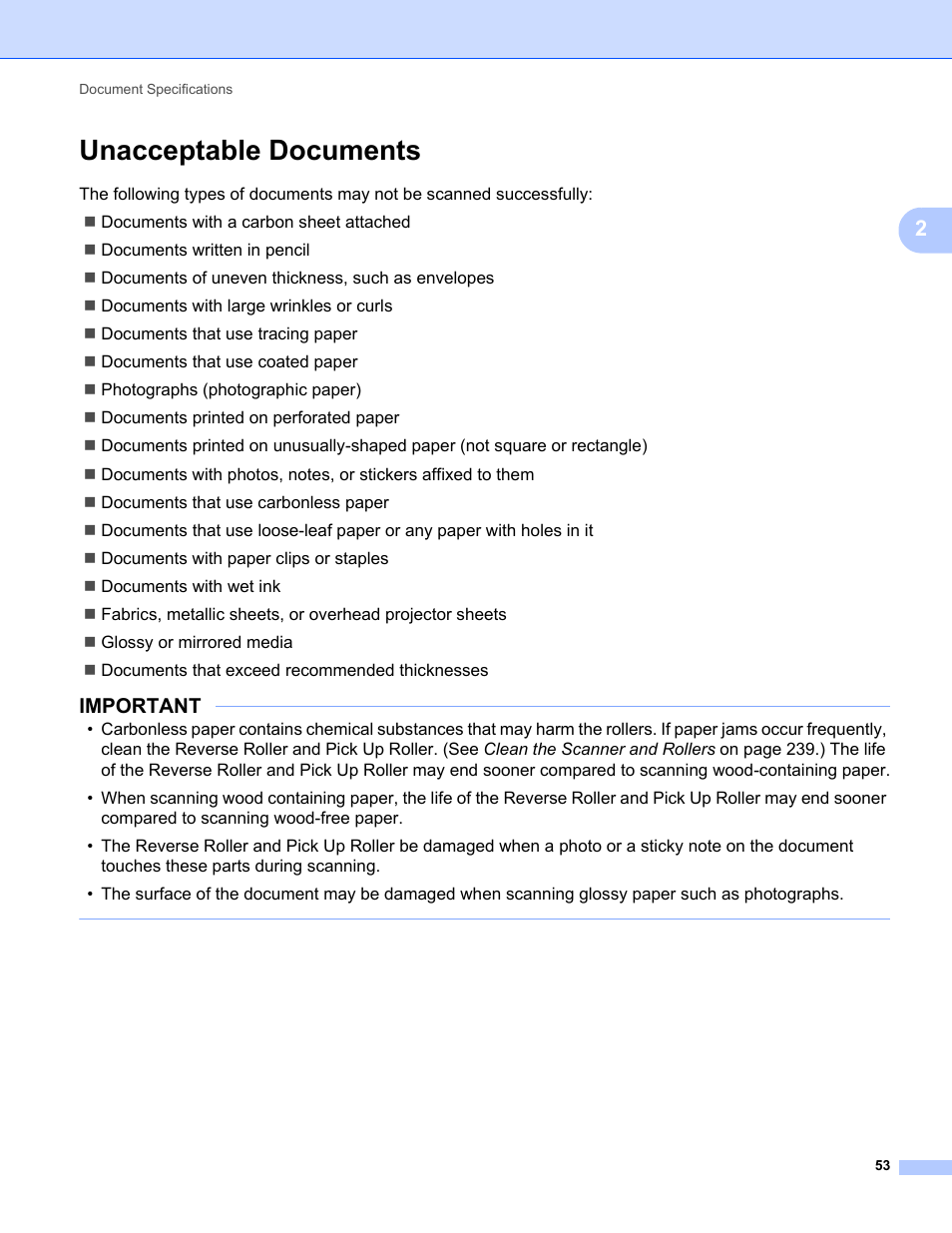 Unacceptable documents | Brother ADS-2400N User Manual | Page 69 / 319