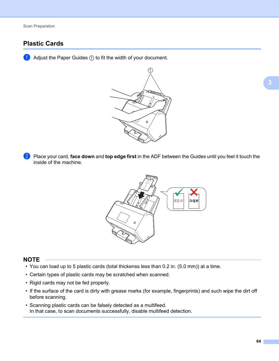 Plastic cards, 3plastic cards | Brother ADS-2400N User Manual | Page 80 / 319