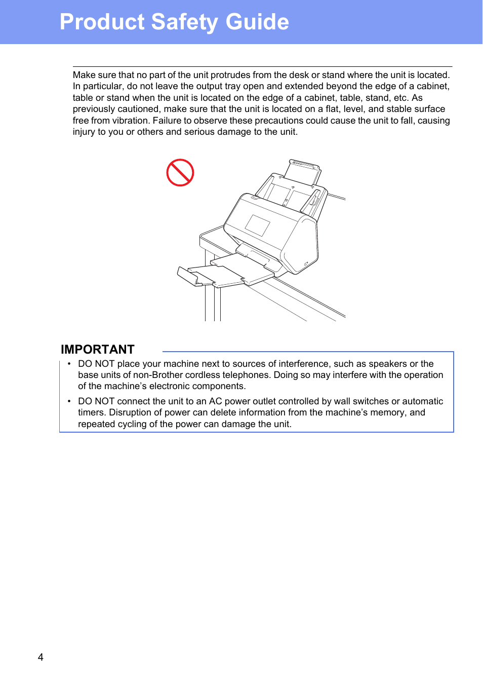 Product safety guide | Brother ADS-2400N User Manual | Page 4 / 16