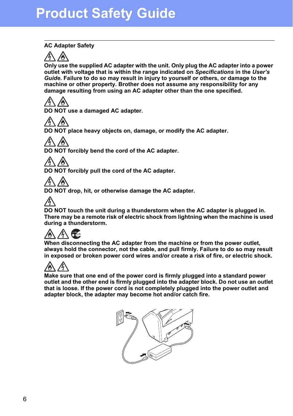 Product safety guide | Brother ADS-2400N User Manual | Page 6 / 16