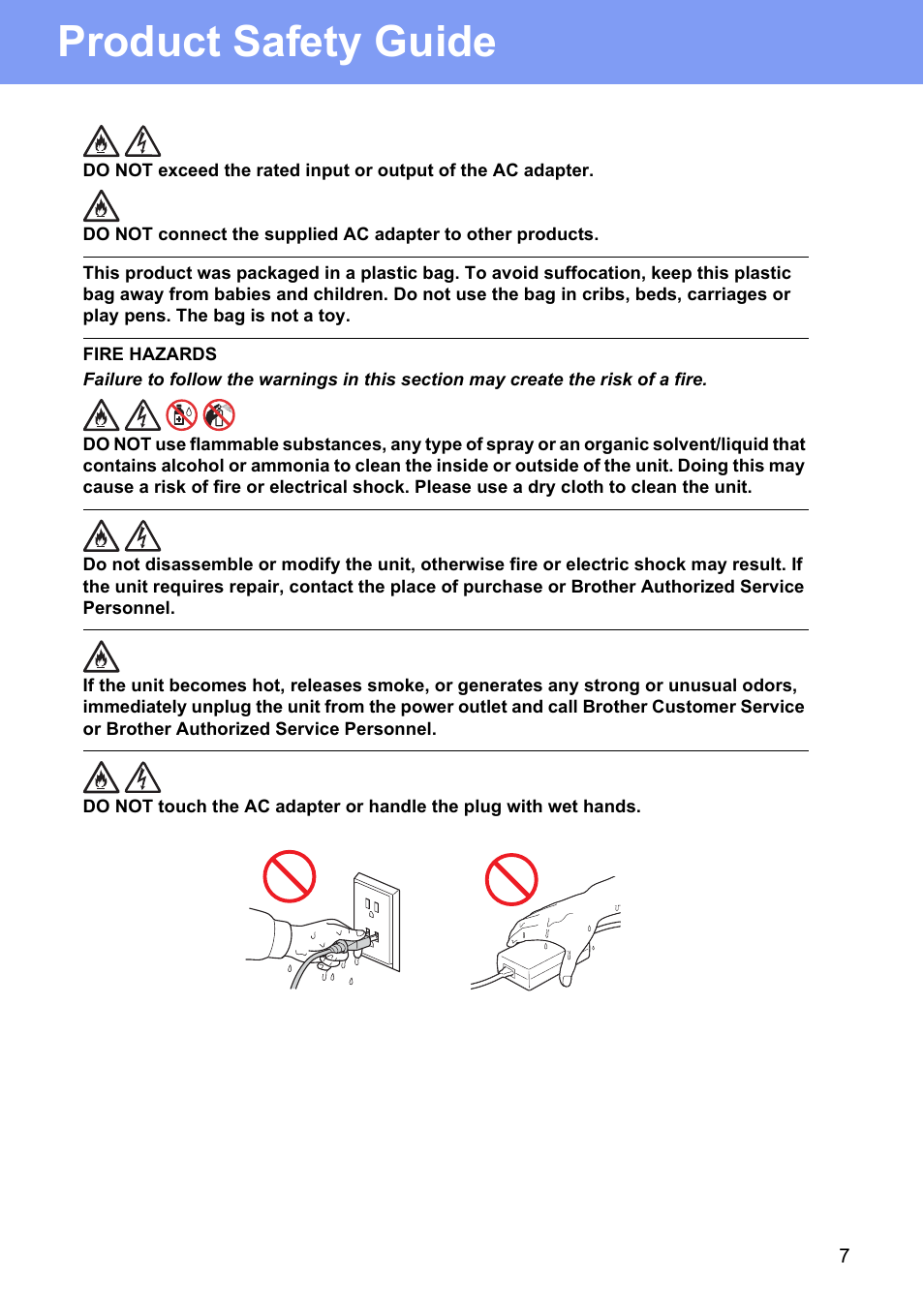 Product safety guide | Brother ADS-2400N User Manual | Page 7 / 16