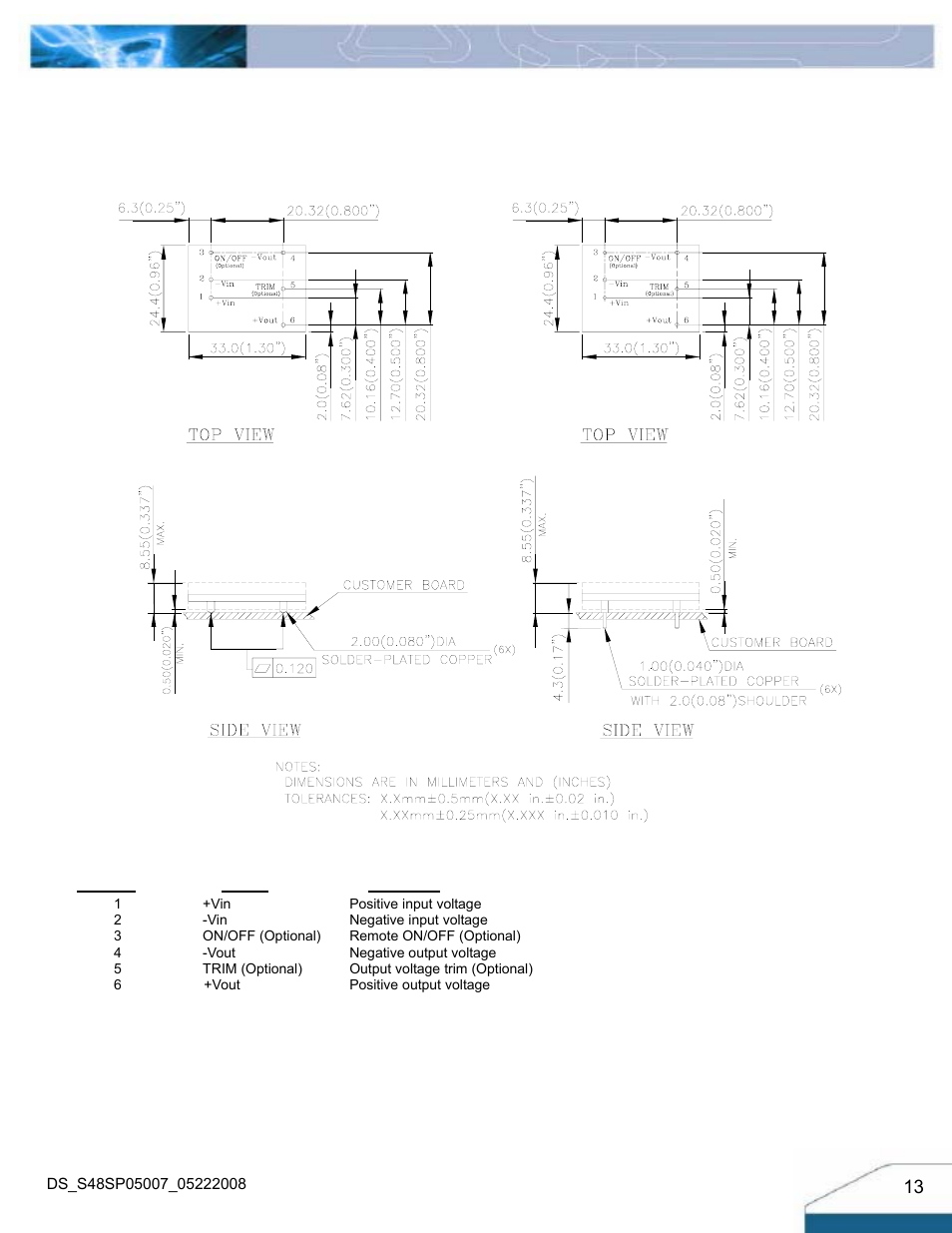 Mechanical drawing | Delta Electronics S48SP User Manual | Page 13 / 14